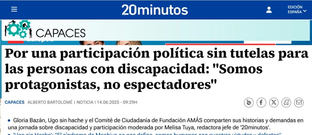 REcorte del titular del periodico digital 20 min
